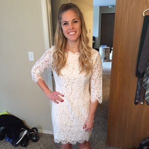 White Wedding Rehearsal or Bridal Shower Dress (L)